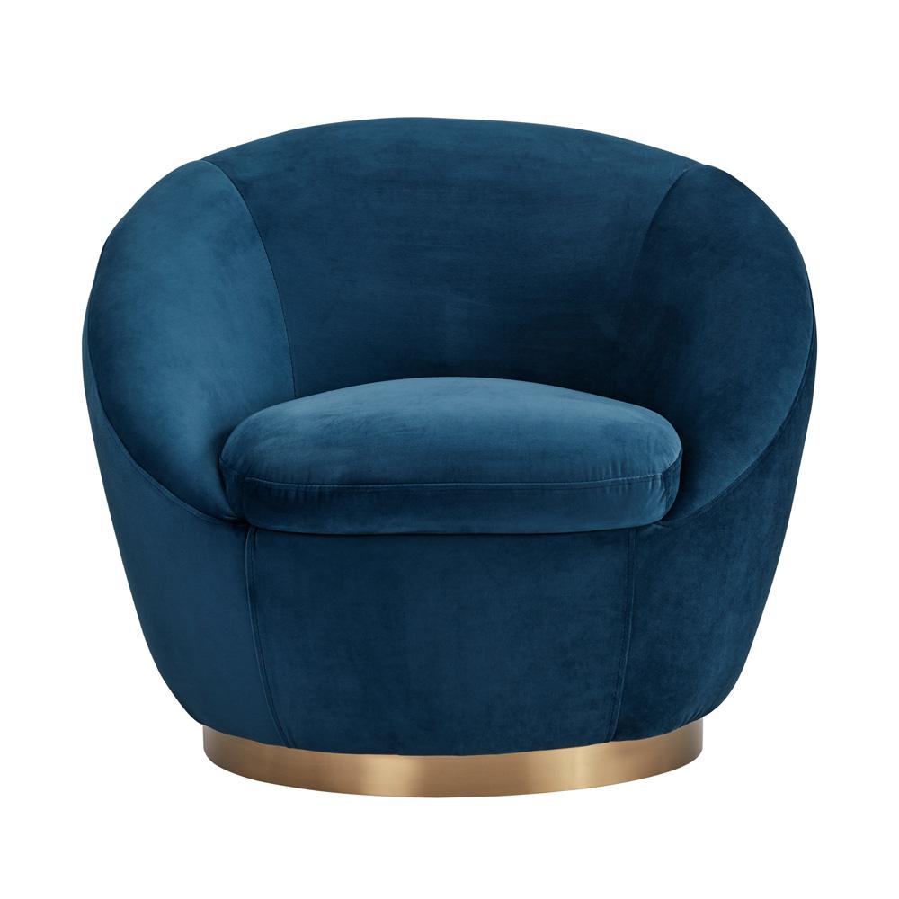 Armen Living - Yves Navy Velvet Swivel Accent Chair with Gold Base - LCYVCHNAVY veiw 2
