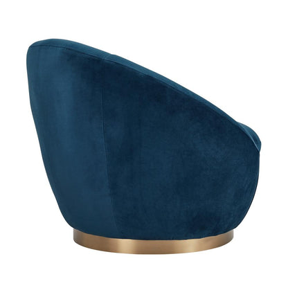 Armen Living - Yves Navy Velvet Swivel Accent Chair with Gold Base - LCYVCHNAVY veiw 3