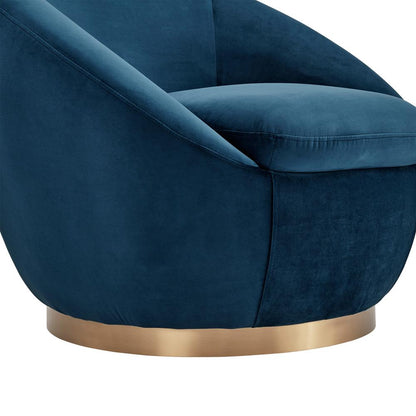 Armen Living - Yves Navy Velvet Swivel Accent Chair with Gold Base - LCYVCHNAVY veiw 6