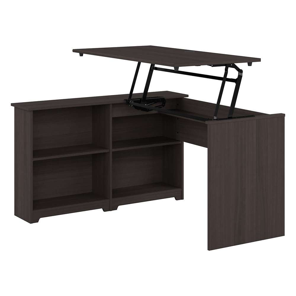 Bush Furniture - Cabot 52W Sit to Stand Bookcase Corner Desk in Heather Gray - WC31716 veiw 1