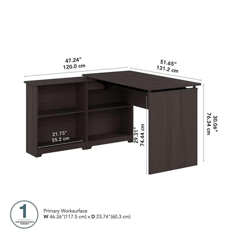 Bush Furniture - Cabot 52W Sit to Stand Bookcase Corner Desk in Heather Gray - WC31716 veiw 5