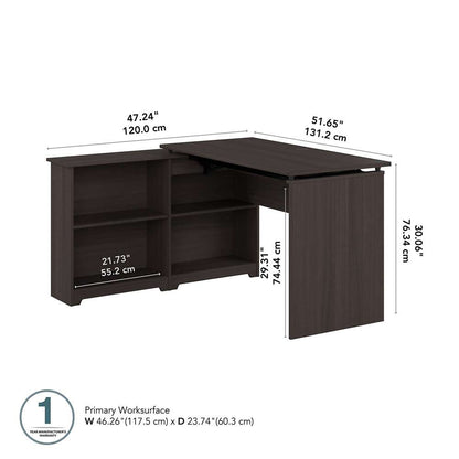 Bush Furniture - Cabot 52W Sit to Stand Bookcase Corner Desk in Heather Gray - WC31716 veiw 5