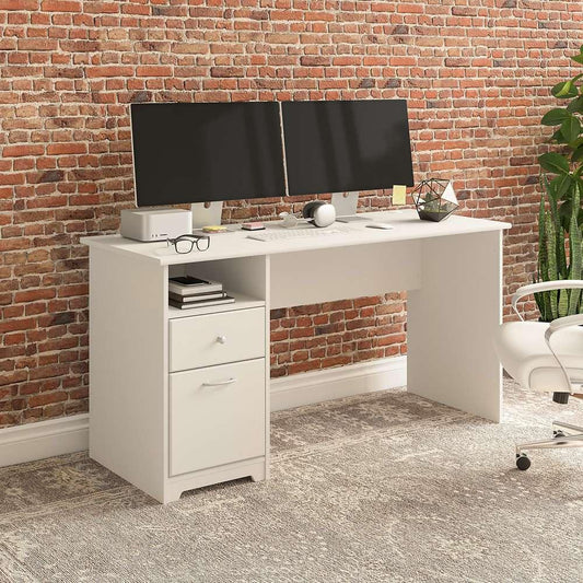 Bush Furniture - Cabot 60W Single Pedestal Desk in White - WC31960 veiw 2