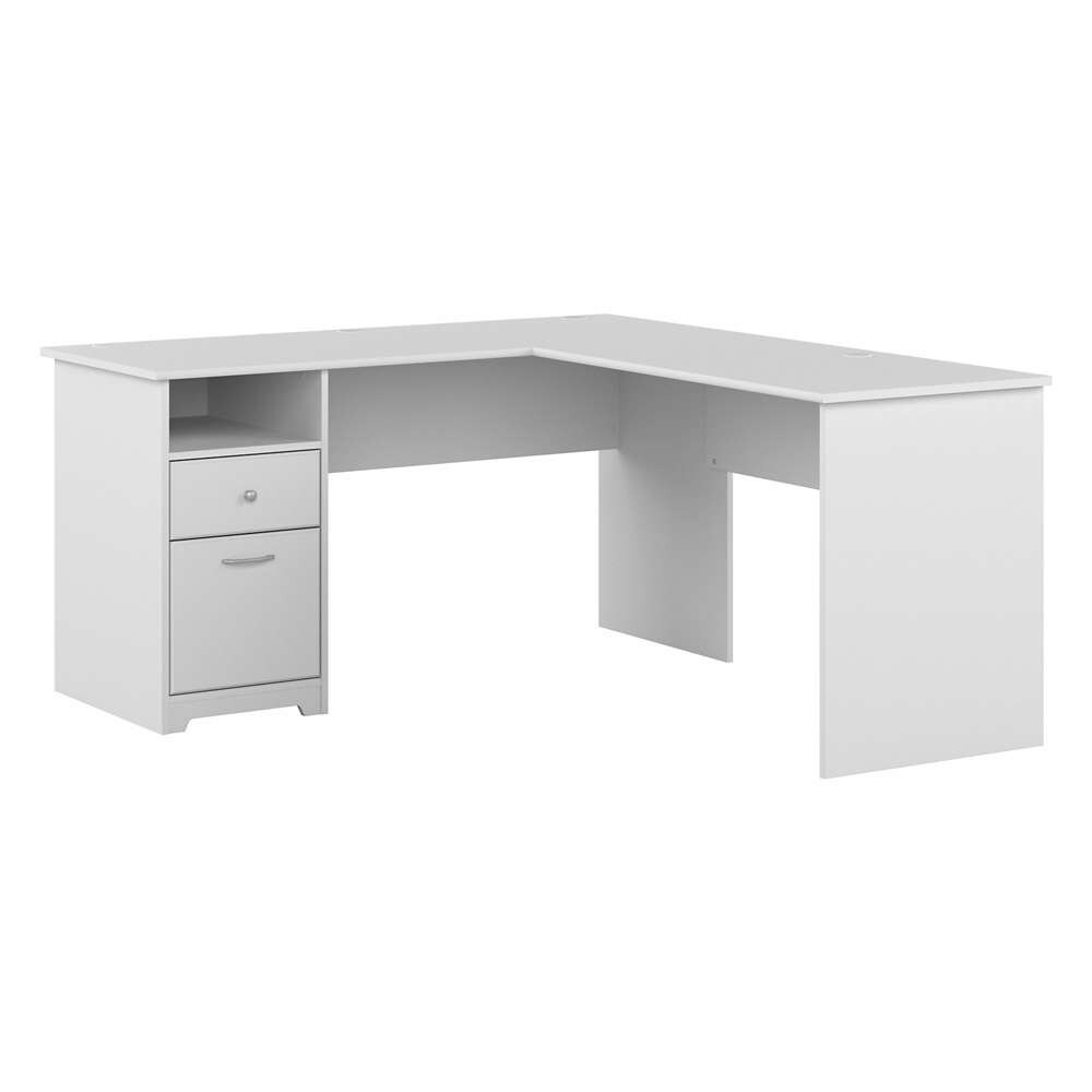 Bush Furniture - Cabot 60W Single Pedestal L Desk in White - CAB044WHN veiw 1