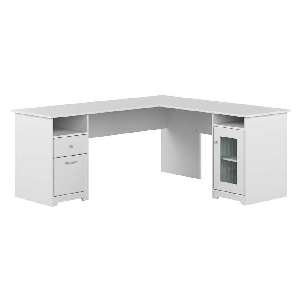 Bush Furniture - Cabot 72W Single Ped Desk w Single Ped Return in White - CAB072WHN veiw 1