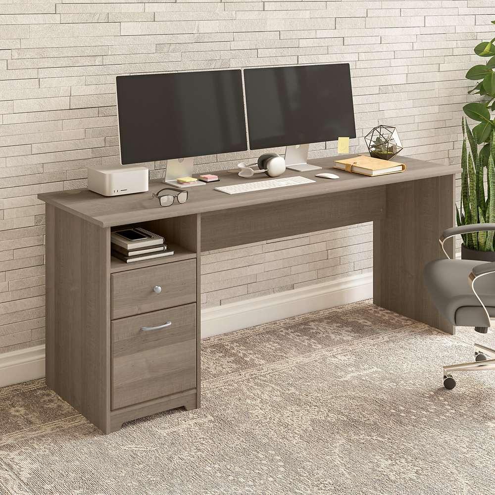 Bush Furniture - Cabot 72W Single Pedestal Desk in Ash Gray - WC31272 veiw 2