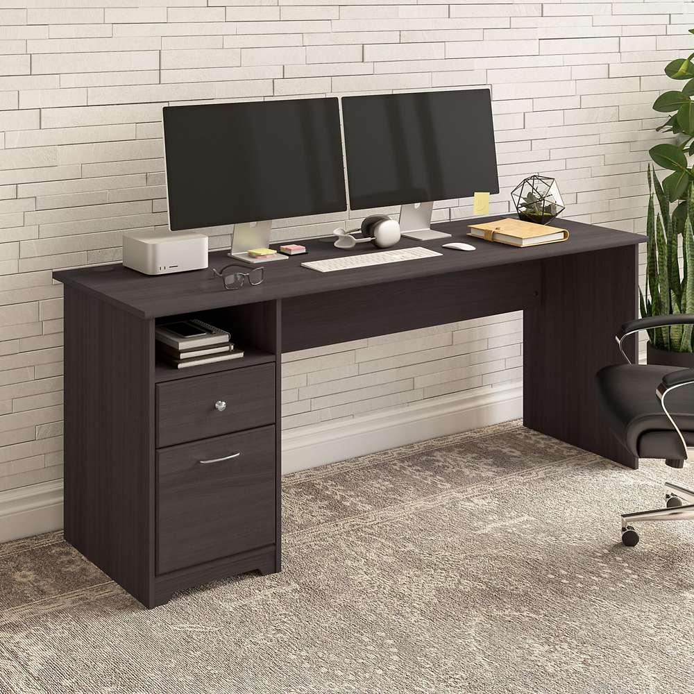 Bush Furniture - Cabot 72W Single Pedestal Desk in Heather Gray - WC31772 veiw 2