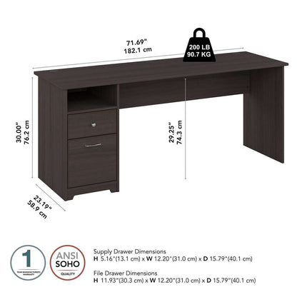 Bush Furniture - Cabot 72W Single Pedestal Desk in Heather Gray - WC31772 veiw 5
