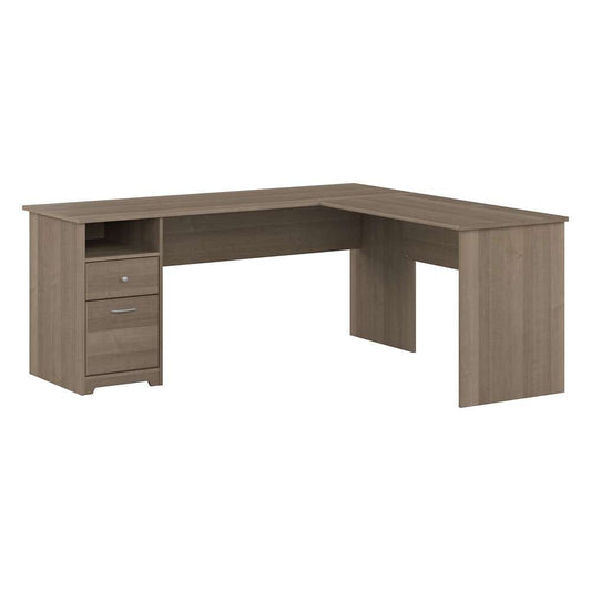Bush Furniture - Cabot 72W Single Pedestal L Desk in Ash Gray - CAB051AG veiw 1