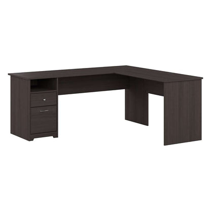 Bush Furniture - Cabot 72W Single Pedestal L Desk in Heather Gray - CAB051HRG veiw 1