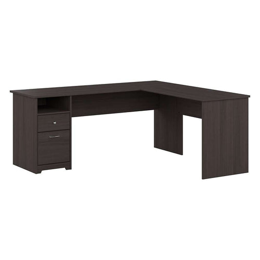 Bush Furniture - Cabot 72W Single Pedestal L Desk in Heather Gray - CAB051HRG veiw 1