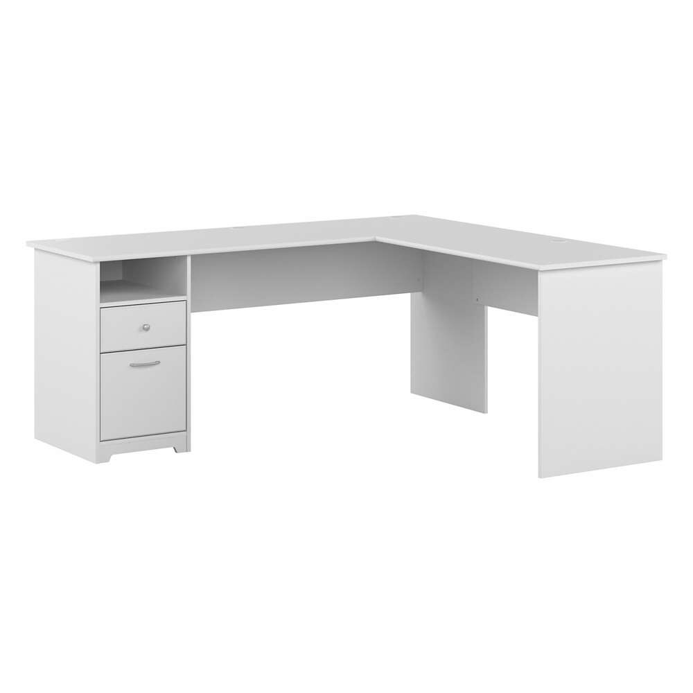 Bush Furniture - Cabot 72W Single Pedestal L Desk in White - CAB051WHN veiw 1