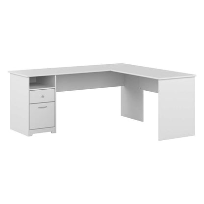 Bush Furniture - Cabot 72W Single Pedestal L Desk in White - CAB051WHN veiw 1