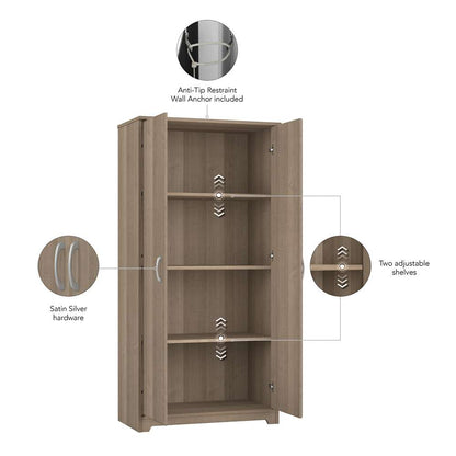 Bush Furniture - Cabot Kitchen Pantry Cabinet in Ash Gray - WC31299-Z veiw 3