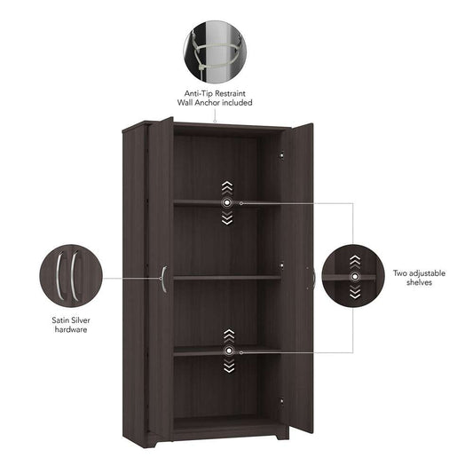 Bush Furniture - Cabot Kitchen Pantry Cabinet in Heather Gray - WC31799-Z veiw 3
