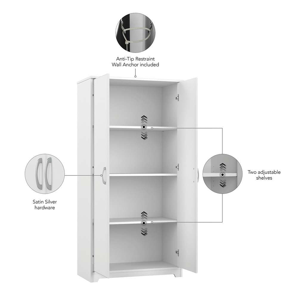 Bush Furniture - Cabot Kitchen Pantry Cabinet in White - WC31999-Z veiw 3