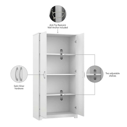 Bush Furniture - Cabot Kitchen Pantry Cabinet in White - WC31999-Z veiw 3