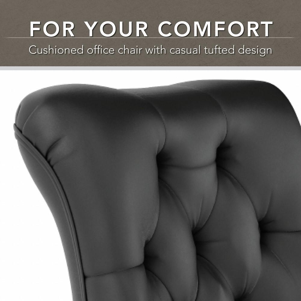 Bush Furniture - Key West Arden Lane Mid Back Occasional Tufted Chair in Black Leather - KWS019BL veiw 4