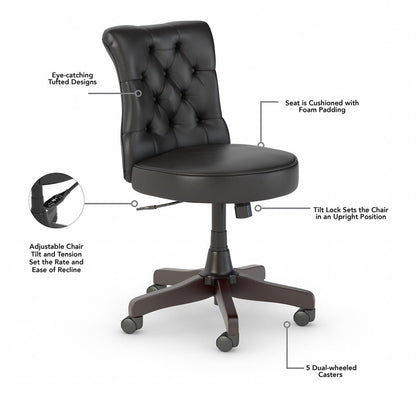 Bush Furniture - Key West Arden Lane Mid Back Occasional Tufted Chair in Black Leather - KWS019BL veiw 6