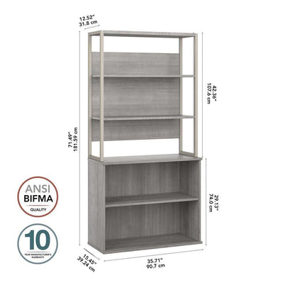 Bush Furniture - Hybrid Tall Etagere Bookcase in Platinum Gray - HYB023PG veiw 6
