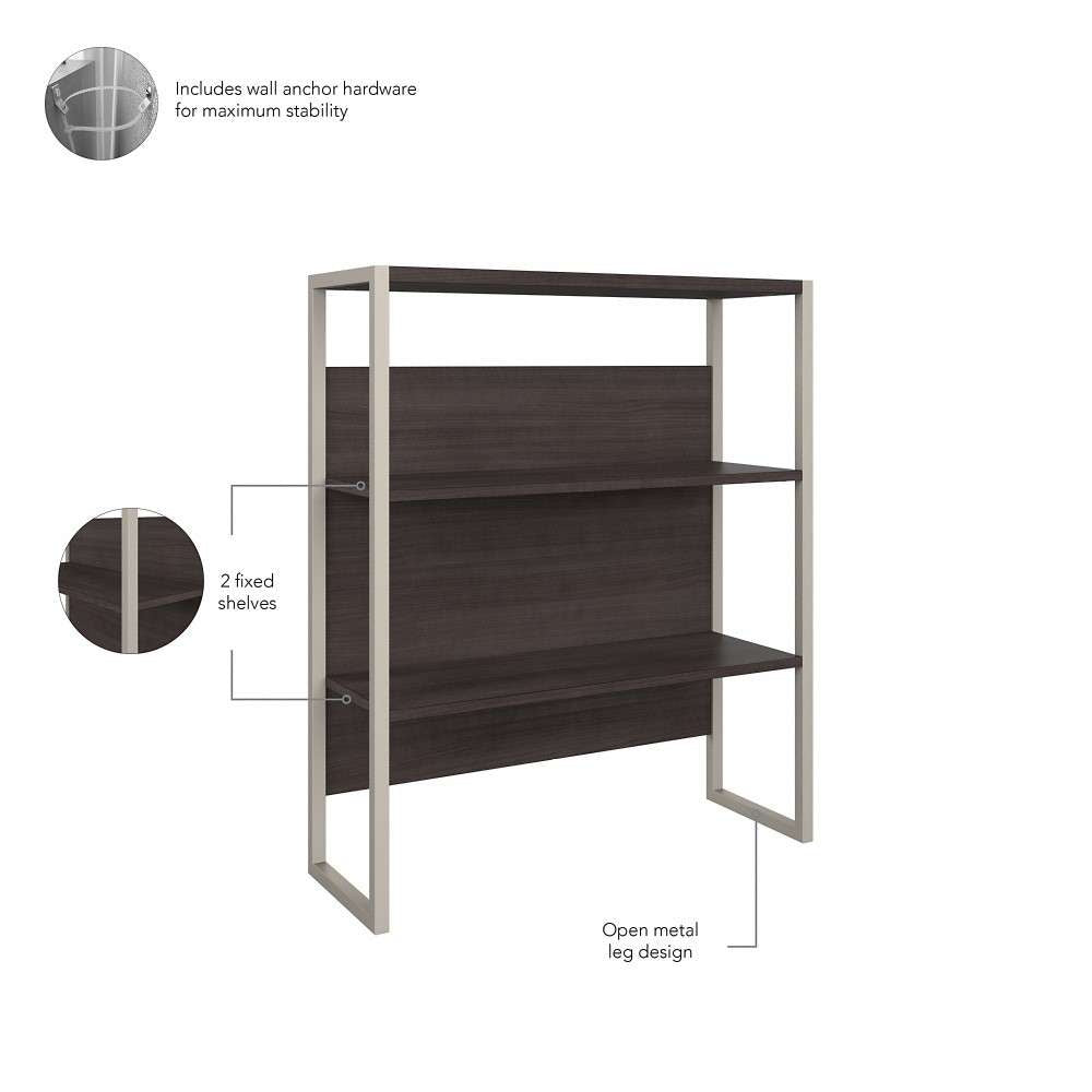 Bush Furniture - Hybrid Tall Etagere Bookcase in Storm Gray - HYB023SG veiw 3