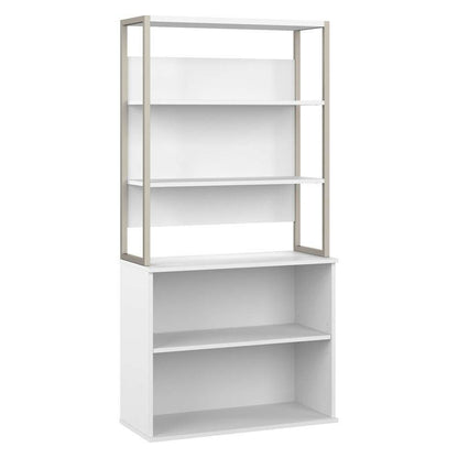 Bush Furniture - Hybrid Tall Etagere Bookcase in White - HYB023WH veiw 1