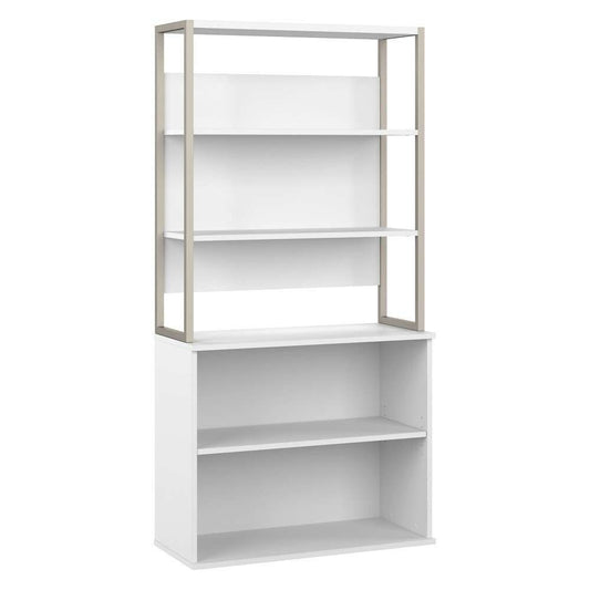 Bush Furniture - Hybrid Tall Etagere Bookcase in White - HYB023WH veiw 1