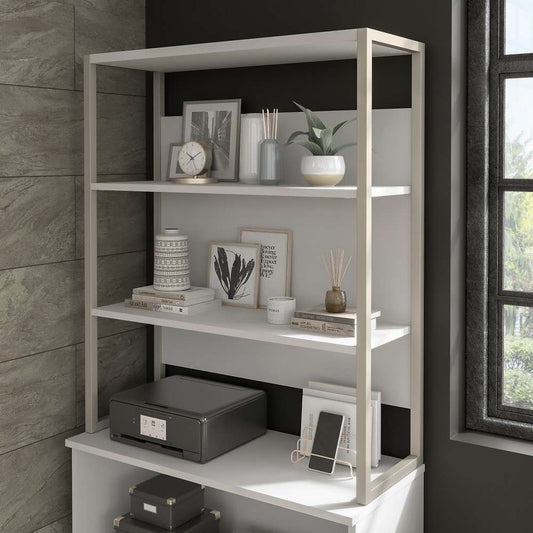 Bush Furniture - Hybrid Tall Etagere Bookcase in White - HYB023WH veiw 2