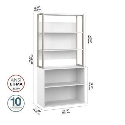 Bush Furniture - Hybrid Tall Etagere Bookcase in White - HYB023WH veiw 6