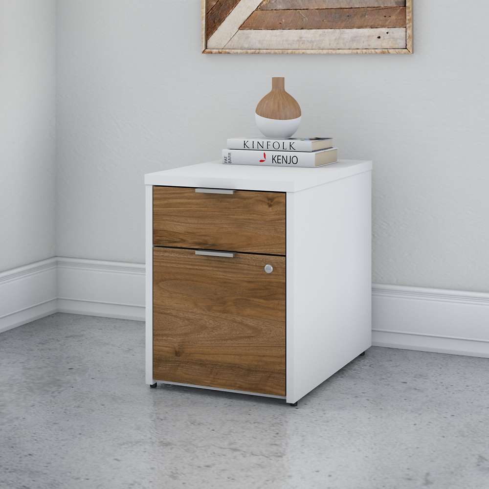 Bush Furniture - Jamestown 2 Drawer File Cabinet in White and Fresh Walnut - JTF116FWWHSU veiw 4
