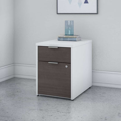 Bush Furniture - Jamestown 2 Drawer File Cabinet in White and Storm Gray - JTF116SGWHSU veiw 4