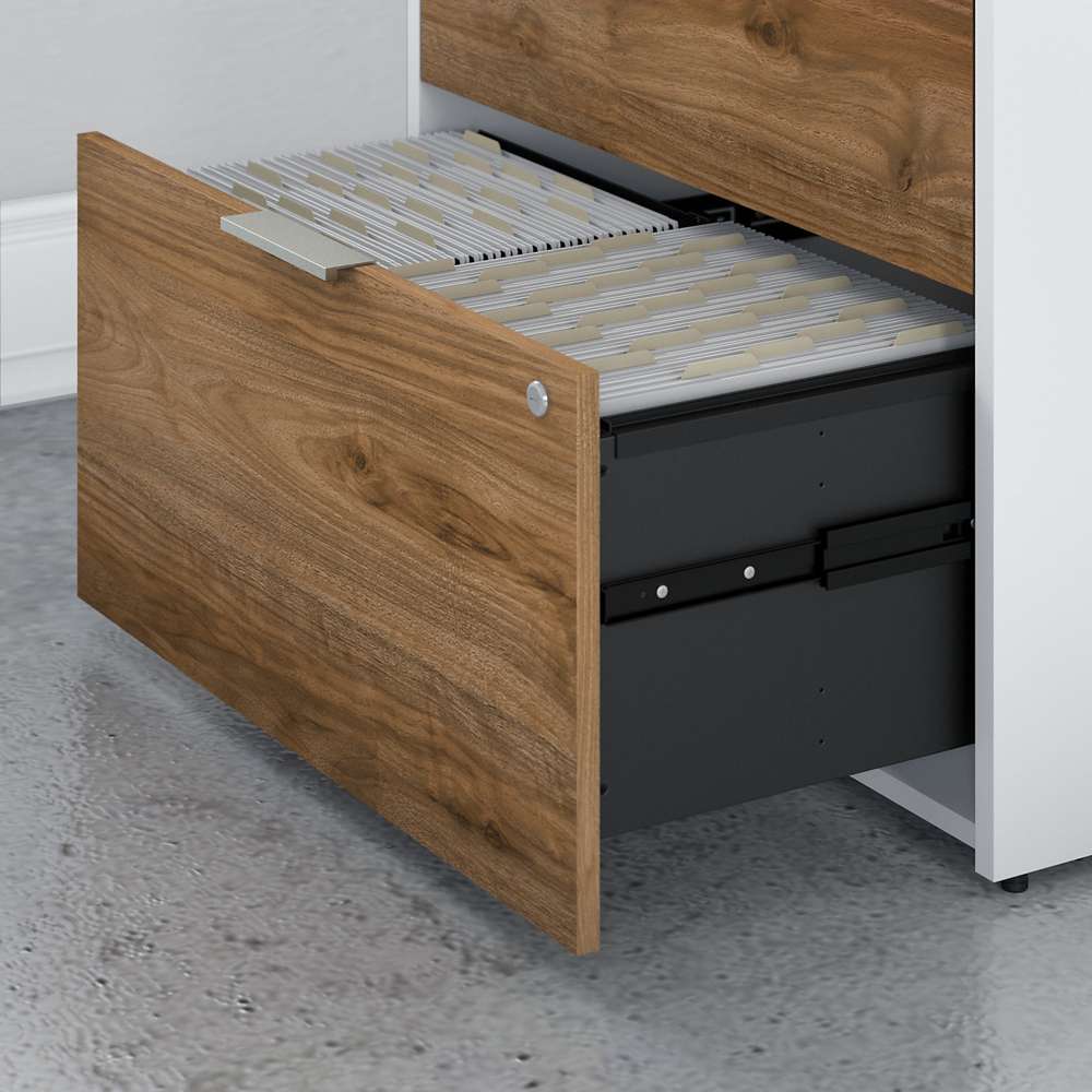 Bush Furniture - Jamestown 2 Drawer Lateral File Cabinet in White and Fresh Walnut - JTF130FWWHSU veiw 5