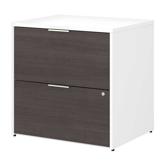 Bush Furniture - Jamestown 2 Drawer Lateral File Cabinet in White and Storm Gray - JTF130SGWHSU veiw 1