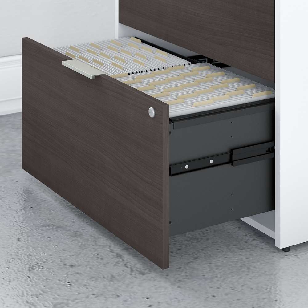 Bush Furniture - Jamestown 2 Drawer Lateral File Cabinet in White and Storm Gray - JTF130SGWHSU veiw 5