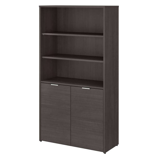Bush Furniture - Jamestown 5 Shelf Bookcase with Doors in Storm Gray - JTB136SG veiw 1
