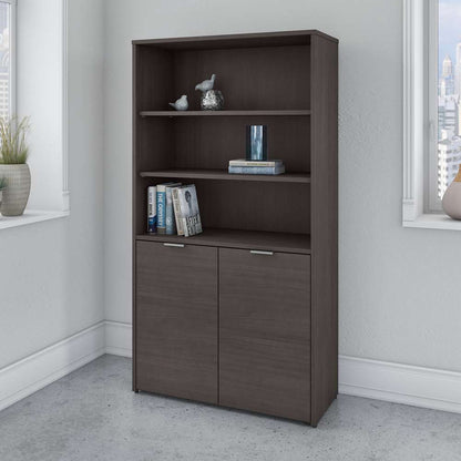 Bush Furniture - Jamestown 5 Shelf Bookcase with Doors in Storm Gray - JTB136SG veiw 4