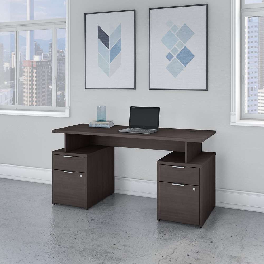Bush Furniture - Jamestown 60W Desk with 4 Drawers in Storm Gray - JTN017SGSU veiw 4