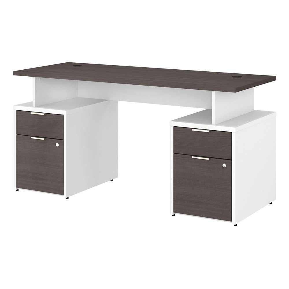 Bush Furniture - Jamestown 60W Desk with 4 Drawers in White and Storm Gray - JTN017SGWHSU veiw 1