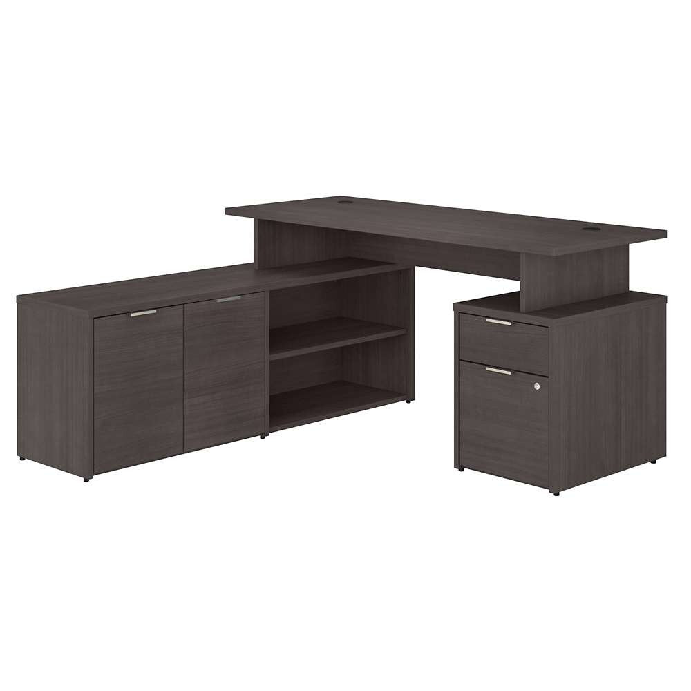 Bush Furniture - Jamestown 60W L Shaped Desk with Drawers in Storm Gray - JTN021SGSU veiw 1