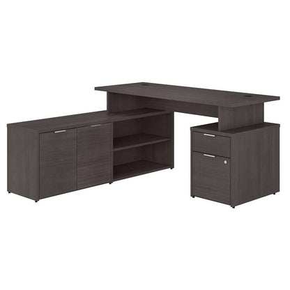 Bush Furniture - Jamestown 60W L Shaped Desk with Drawers in Storm Gray - JTN021SGSU veiw 1