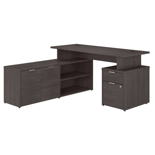 Bush Furniture - Jamestown 60W L Shaped Desk with Drawers in Storm Gray - JTN021SGSU veiw 1
