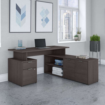 Bush Furniture - Jamestown 60W L Shaped Desk with Drawers in Storm Gray - JTN021SGSU veiw 4