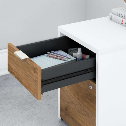 Bush Furniture - Jamestown 60W L Shaped Desk with Drawers in White and Fresh Walnut - JTN021FWWHSU veiw 5