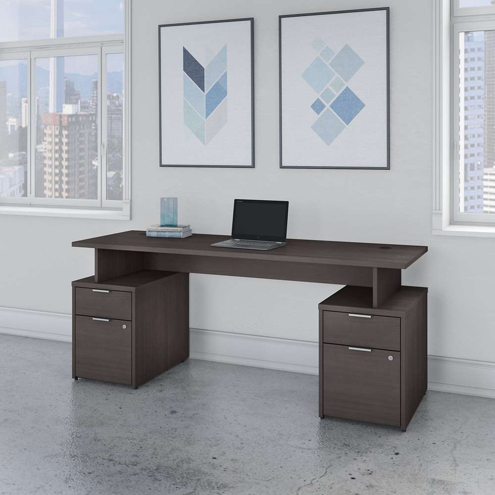 Bush Furniture - Jamestown 72W Desk with 4 Drawers in Storm Gray - JTN005SGSU veiw 4