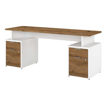 Bush Furniture - Jamestown 72W Desk with 4 Drawers in White and Fresh Walnut - JTN005FWWHSU veiw 1