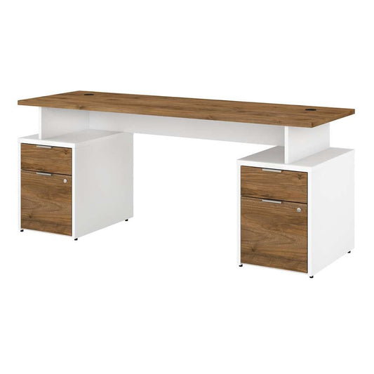 Bush Furniture - Jamestown 72W Desk with 4 Drawers in White and Fresh Walnut - JTN005FWWHSU veiw 1