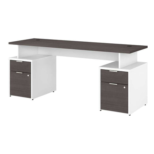 Bush Furniture - Jamestown 72W Desk with 4 Drawers in White and Storm Gray - JTN005SGWHSU veiw 1