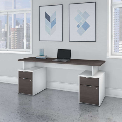 Bush Furniture - Jamestown 72W Desk with 4 Drawers in White and Storm Gray - JTN005SGWHSU veiw 4