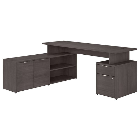 Bush Furniture - Jamestown 72W L Shaped Desk with Drawers in Storm Gray - JTN009SGSU veiw 1