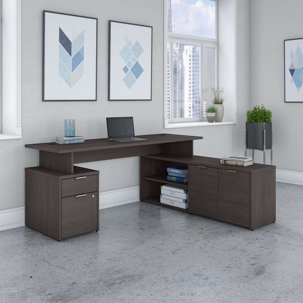 Bush Furniture - Jamestown 72W L Shaped Desk with Drawers in Storm Gray - JTN009SGSU veiw 4